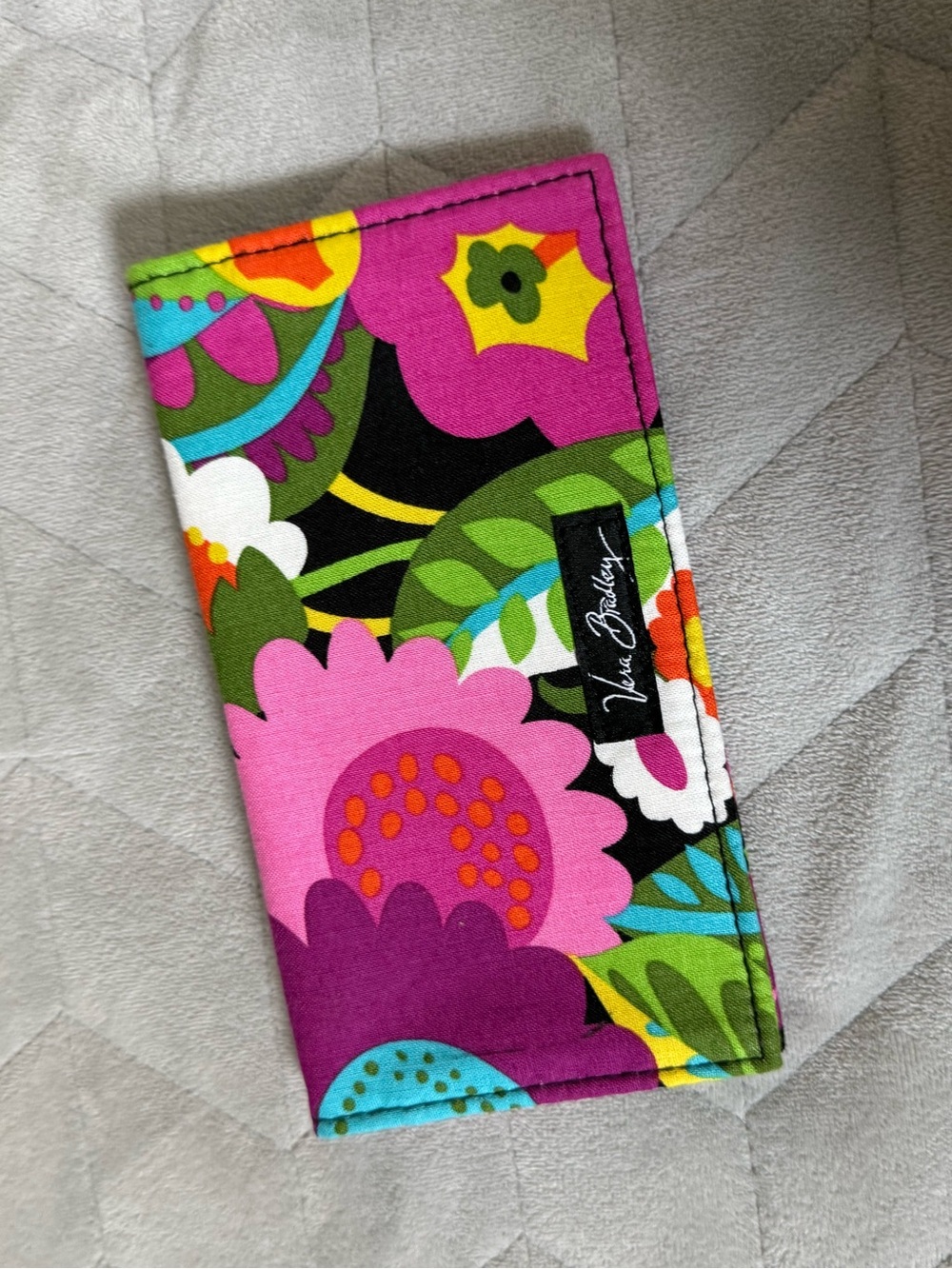 Vera Bradley Bright Floral Quilted Checkbook Cover - Pink Green Multi